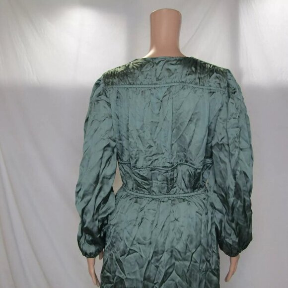 NEW MAJE Womens Satin Look Maxi Dress Size M/IT 38 Emerald Green - Picture 4 of 16